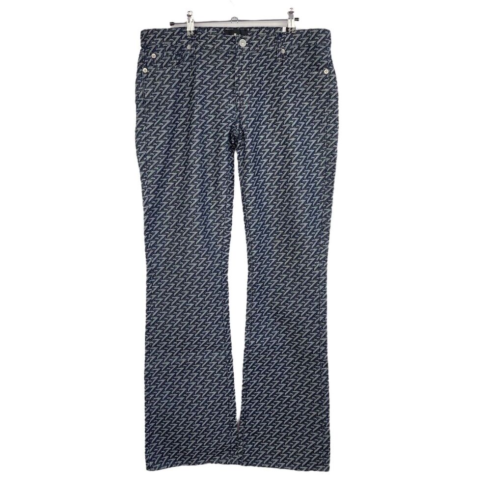 7 For All Mankind Original Bootcut All Over Logo Blue Jeans Women's 30 $248 New